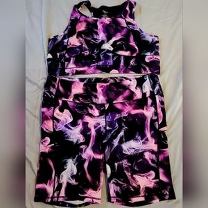 Purple bike short active set